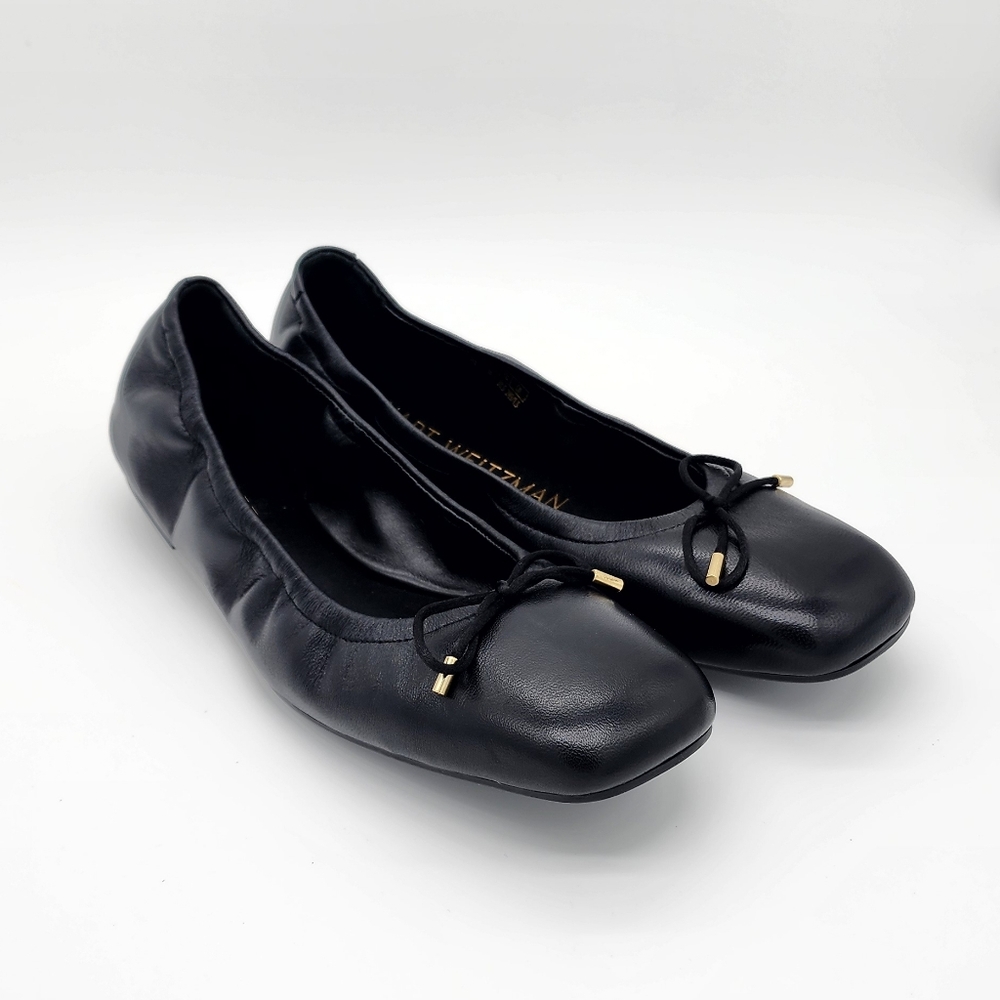 Stuart Weitzman Black Bardot Bow flats